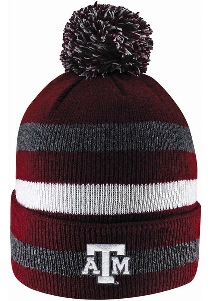 LogoFit Texas A&M Aggies Maroon Primetime Striped Pom Mens Knit Hat
