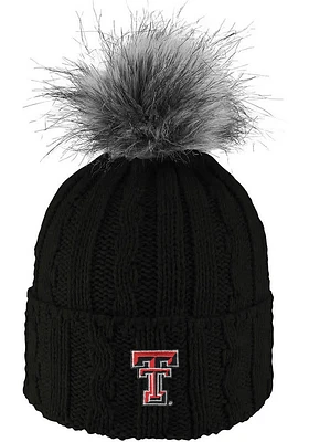 LogoFit Texas Tech Red Raiders Black Alps Pom Womens Knit Hat