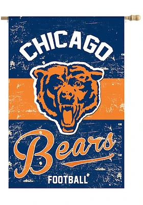 Chicago Bears Vintage Linen Garden Flag - Navy Blue
