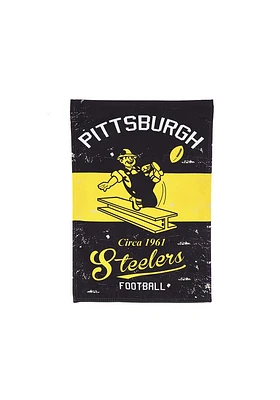 Pittsburgh Steelers Vintage Linen Garden Flag - Black