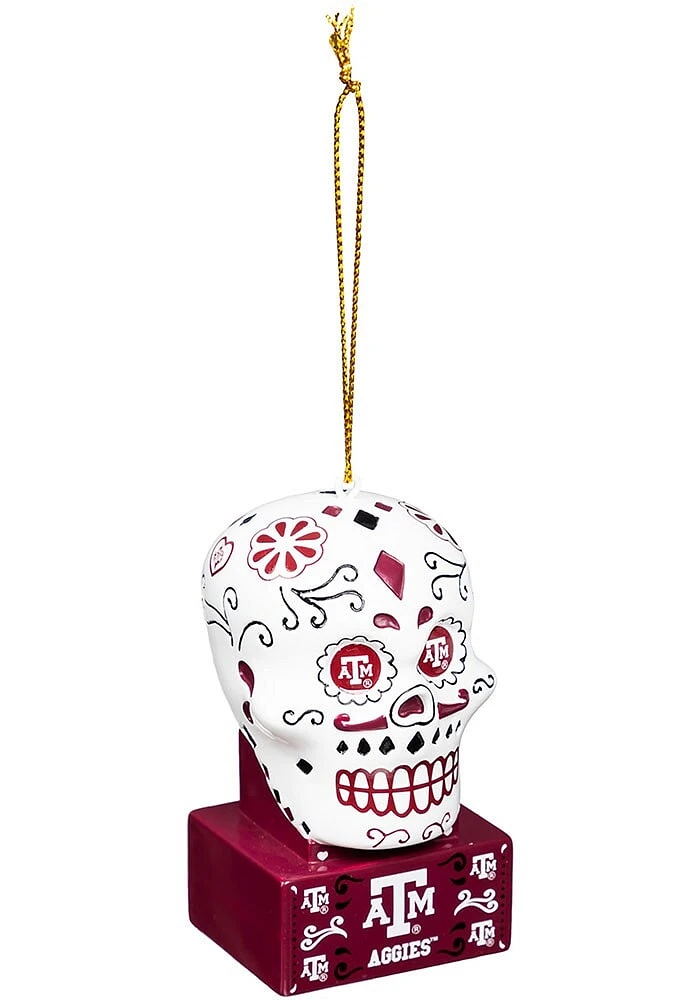 Texas A&M Aggies Sugar Skull Ornament - Red
