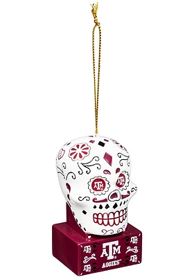Texas A&M Aggies Sugar Skull Ornament - Red