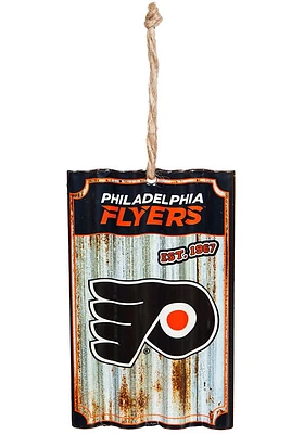 Philadelphia Flyers Corrugated Metal Ornament - Black