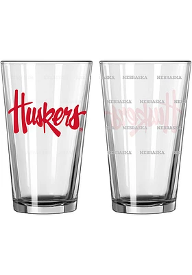 Nebraska Cornhuskers 16oz Satin Etched Pint Glass - Red