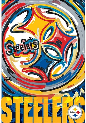 Pittsburgh Steelers Justin Patten Logo Garden Flag - Black