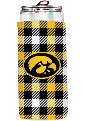 Logo Brands Iowa Hawkeyes 12 oz Plaid Slim Coolie