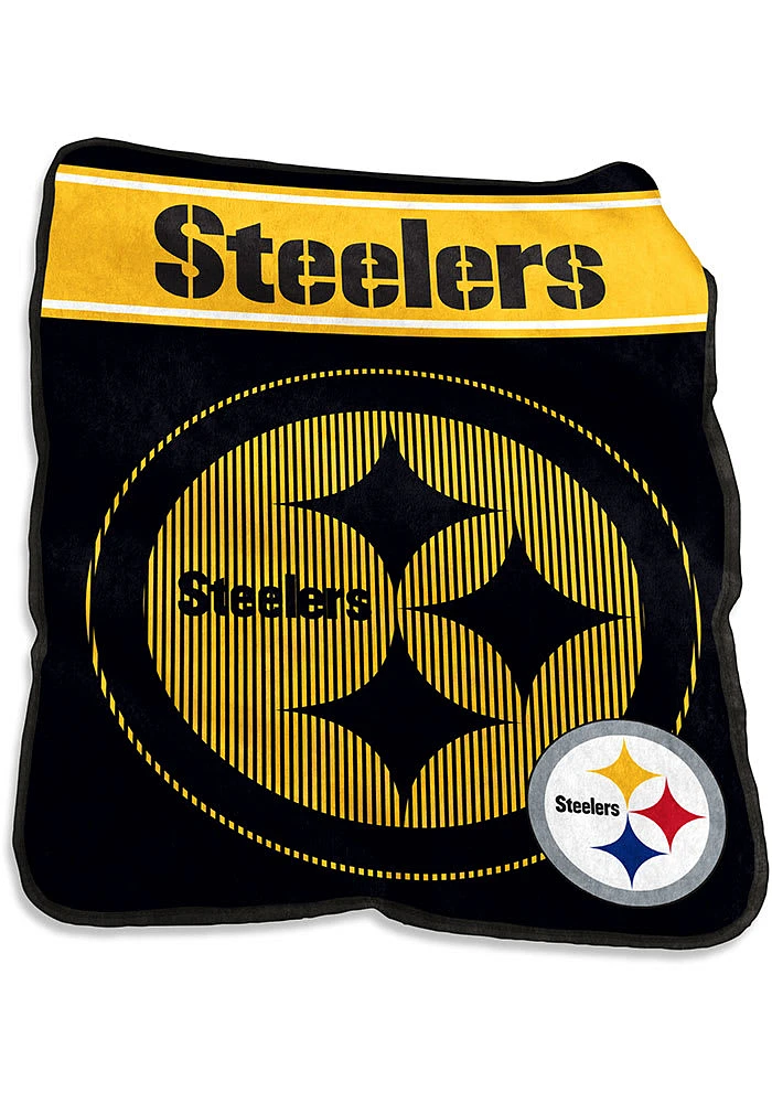 Pittsburgh Steelers Team Logo Raschel Throw Blanket - Black