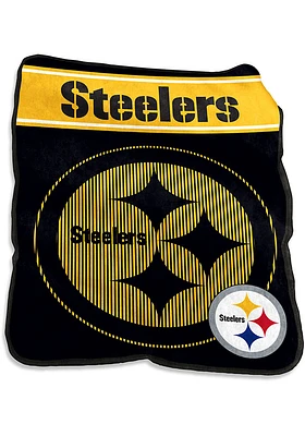 Pittsburgh Steelers Team Logo Raschel Throw Blanket - Black