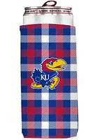 Logo Brands Kansas Jayhawks 12 oz Plaid Slim Coolie