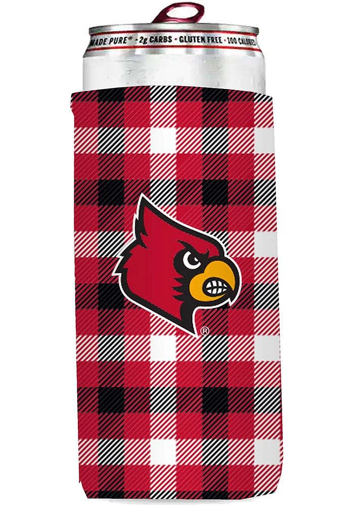 Logo Brands Louisville Cardinals 12 oz Plaid Slim Coolie
