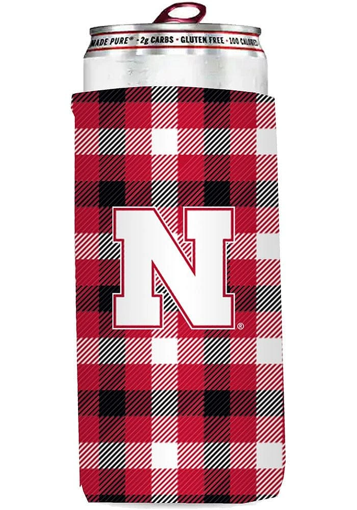 Logo Brands Nebraska Cornhuskers 12 oz Plaid Slim Coolie