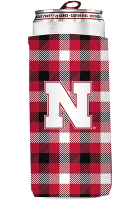 Logo Brands Nebraska Cornhuskers 12 oz Plaid Slim Coolie