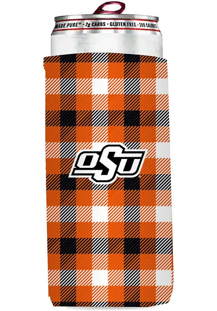 Logo Brands Oklahoma State Cowboys 12 oz Plaid Slim Coolie