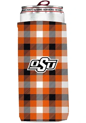 Logo Brands Oklahoma State Cowboys 12 oz Plaid Slim Coolie