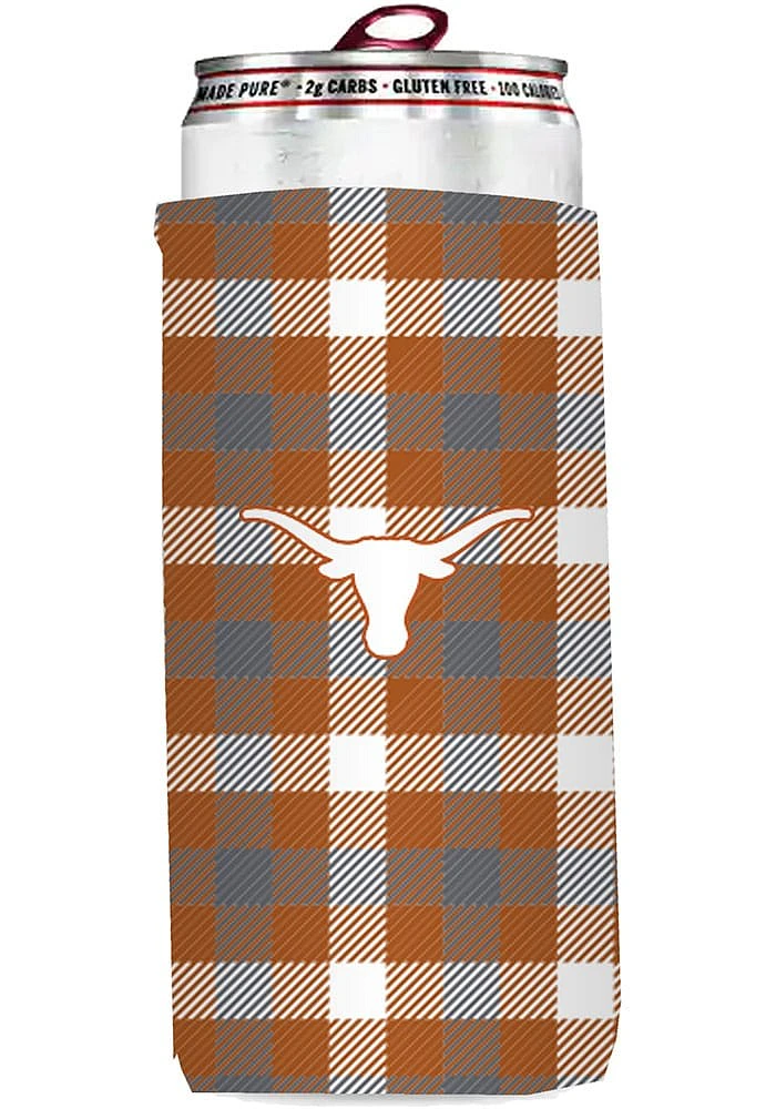 Logo Brands Texas Longhorns 12 oz Plaid Slim Coolie