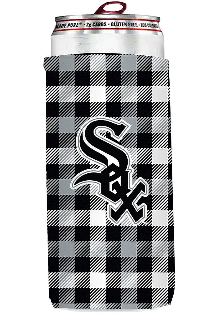 Logo Brands Chicago White Sox 12 oz Plaid Slim Coolie