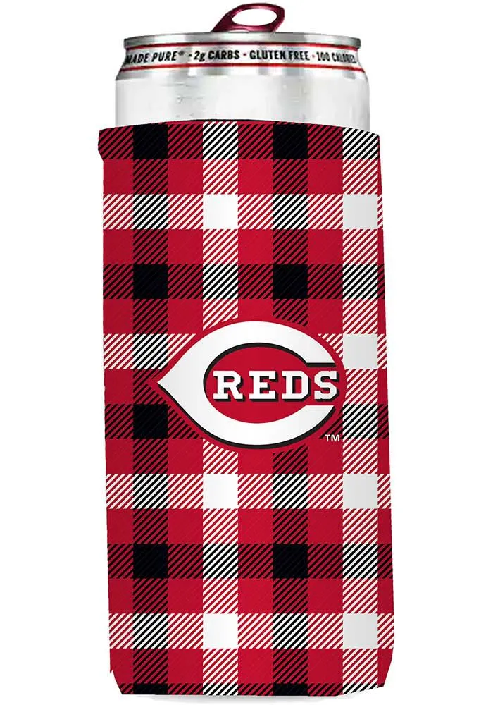 Cincinnati Reds 12 oz Plaid Slim Coolie