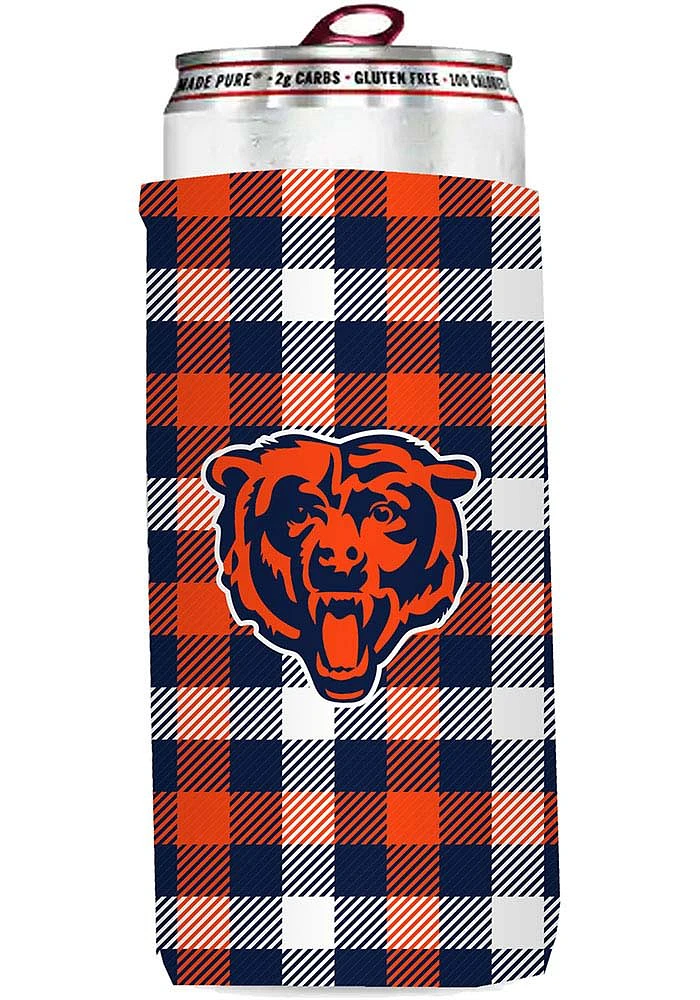 Logo Brands Chicago Bears 12 oz Plaid Slim Coolie