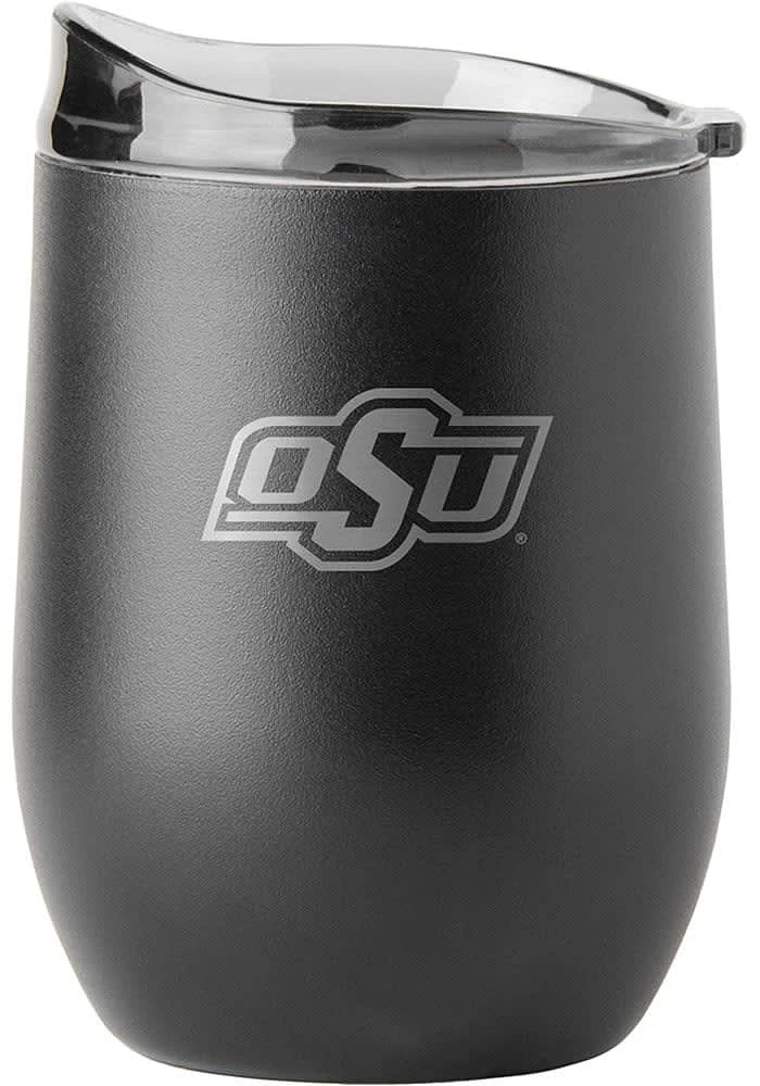 Oklahoma State Cowboys 16 oz Etch Black Powder Coat Stainless Steel Stemless - Black