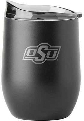 Oklahoma State Cowboys 16 oz Etch Black Powder Coat Stainless Steel Stemless - Black