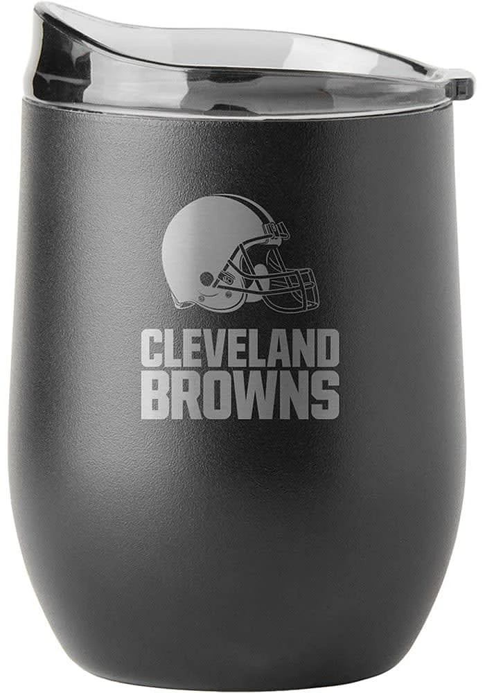 Cleveland Browns 16 oz Etch Black Powder Coat Stainless Steel Stemless - Black