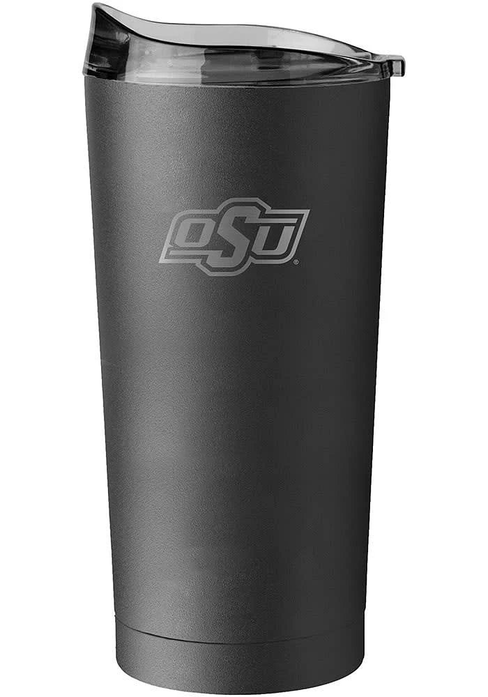 Logo Brands Oklahoma State Cowboys 20 oz Etch Black Powder Coat Stainless Steel Tumbler - Black