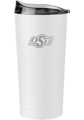 Logo Brands Oklahoma State Cowboys 20 oz Etch White Powder Coat Stainless Steel Tumbler - White