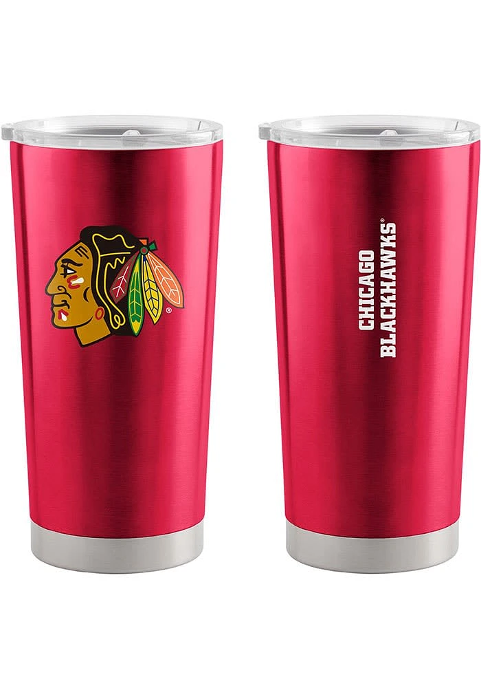 Logo Brands Chicago Blackhawks Wordmark 20oz Stainless Steel Tumbler - Red