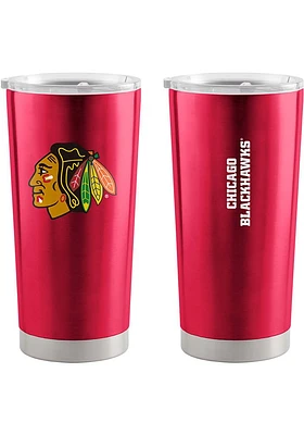 Logo Brands Chicago Blackhawks Wordmark 20oz Stainless Steel Tumbler - Red