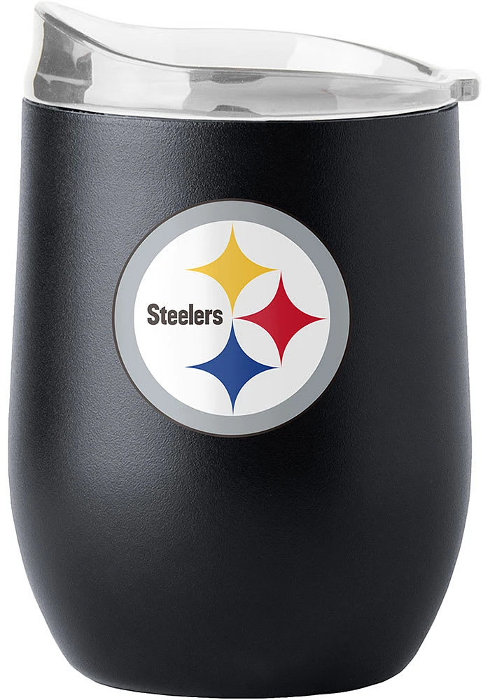 Pittsburgh Steelers 16 oz Flipside Powder Coat Curved Stainless Steel Stemless - Black