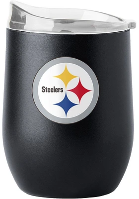 Pittsburgh Steelers 16 oz Flipside Powder Coat Curved Stainless Steel Stemless - Black
