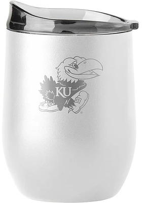 Kansas Jayhawks 16oz Stainless Steel Stemless - White