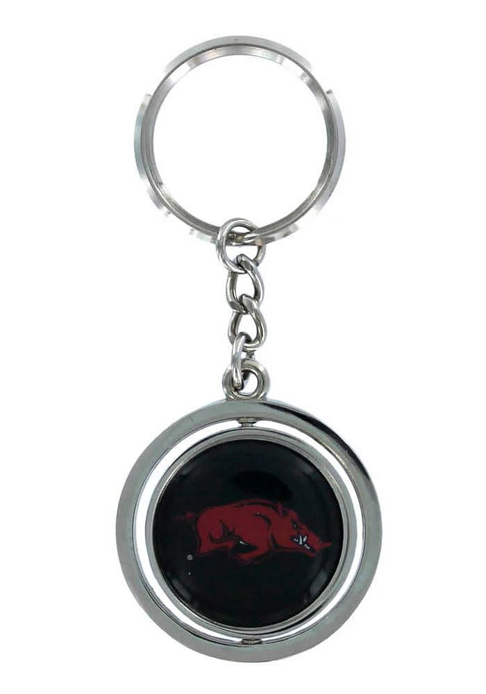 Arkansas Razorbacks Spinner Keychain - Silver