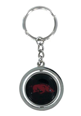Arkansas Razorbacks Spinner Keychain - Silver