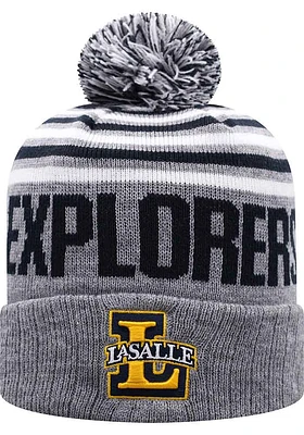 Top of the World La Salle Explorers Grey Ensuing Cuff Pom Design Mens Knit Hat