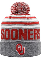 Top of the World Oklahoma Sooners Grey Ensuing Cuff Pom Mens Knit Hat