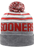 Top of the World Oklahoma Sooners Grey Ensuing Cuff Pom Mens Knit Hat