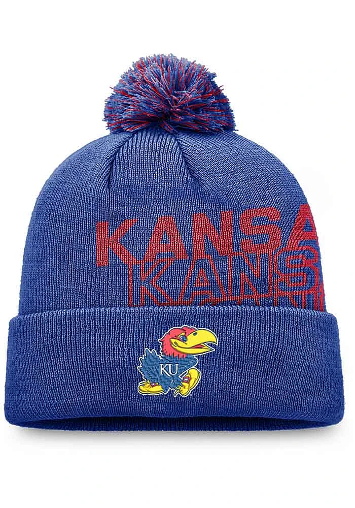 Top of the World Kansas Jayhawks Blue 184V Cuff Pom Design Mens Knit Hat