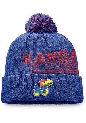 Top of the World Kansas Jayhawks Blue 184V Cuff Pom Design Mens Knit Hat