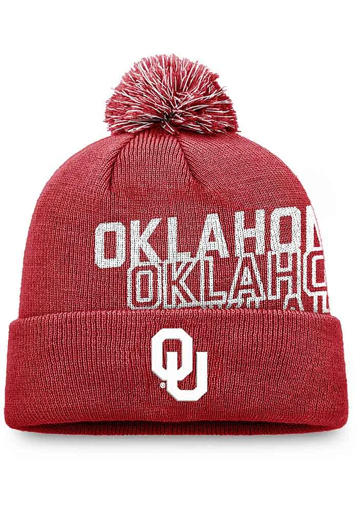 Top of the World Oklahoma Sooners Crimson 184V Cuff Pom Mens Knit Hat
