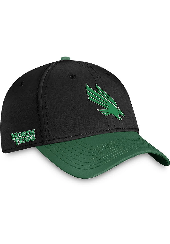 Top of the World North Texas Mean Green Mens Black 2T Reflex One-Fit Flex Hat