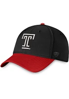 Top of the World Temple Owls Mens Black Reflex 2T One-Fit Flex Hat