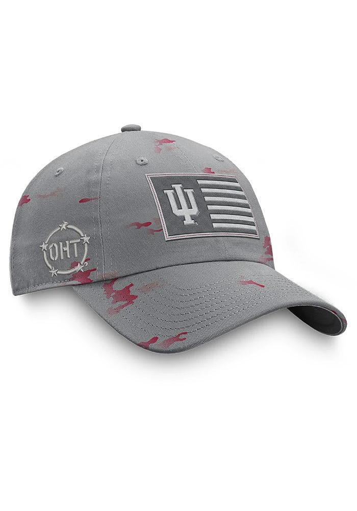 Top of the World Indiana Hoosiers OHT Flag Patch Tonal Camo Design Style Adjustable Hat - Grey