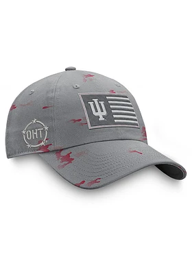 Top of the World Indiana Hoosiers OHT Flag Patch Tonal Camo Design Style Adjustable Hat - Grey