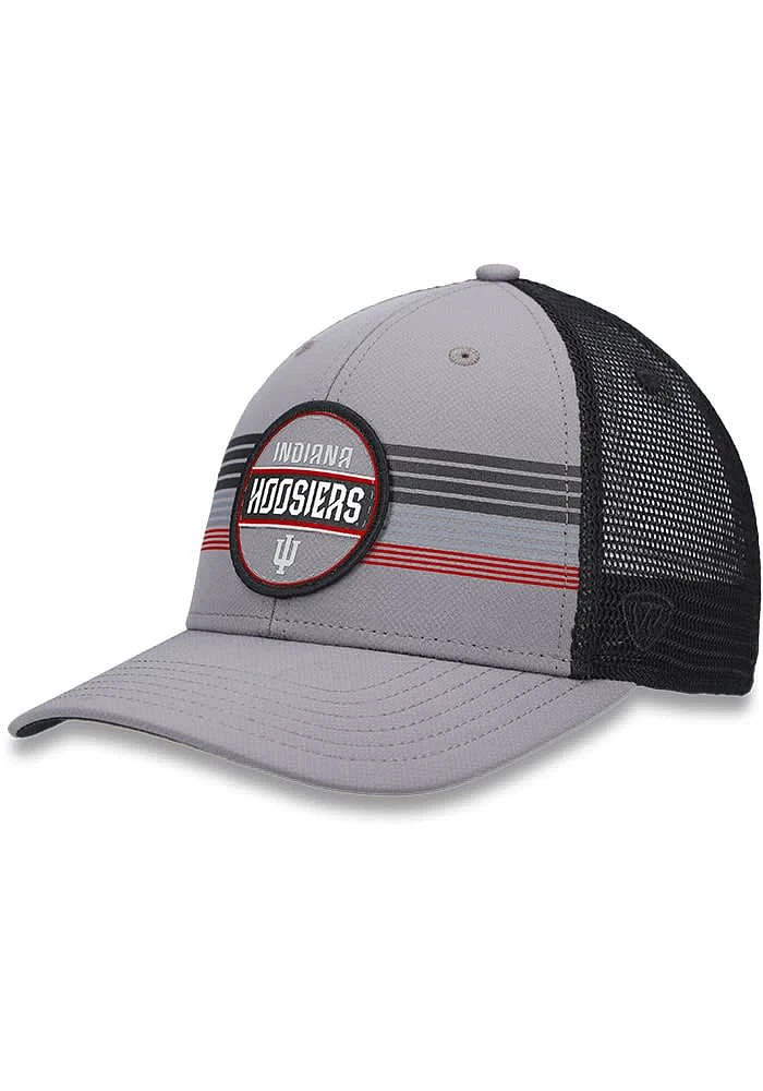 Top of the World Indiana Hoosiers Legend Patch Stripe Trucker Design Adjustable Hat - Grey