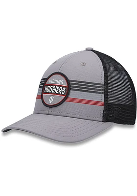 Top of the World Indiana Hoosiers Legend Patch Stripe Trucker Design Adjustable Hat - Grey