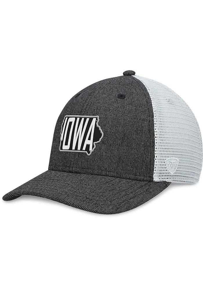 Top of the World Iowa Hawkeyes U Root Heathered State Trucker Adjustable Hat - Black