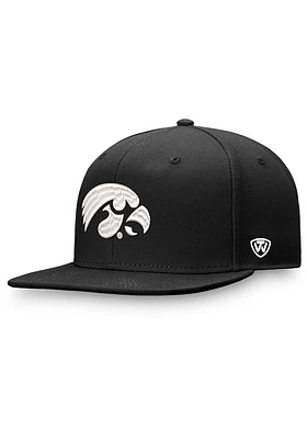 Top of the World Iowa Hawkeyes Mens Black Iconic Flatbill One-Fit Design Flex Hat