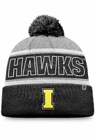 Top of the World Iowa Hawkeyes Grey Primary Stripe Crown Cuff Pom Mens Knit Hat
