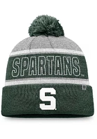 Top of the World Michigan State Spartans Grey Primary Stripe Crown Cuff Pom Mens Knit Hat